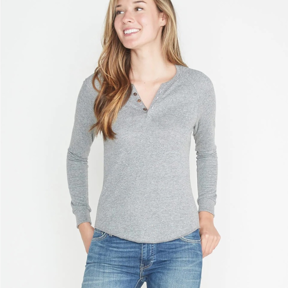 Marine Layer Double knit Henley heather grey XS